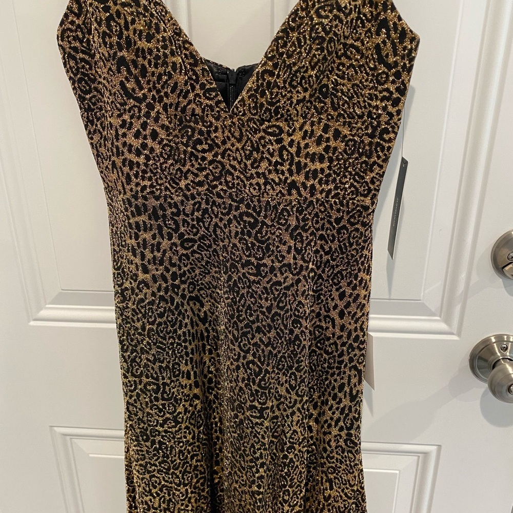 Lulu’s Animal Print Formal Dress V-neck Spaghetti Straps Women’s Size 2 NWT - Picture 8 of 9